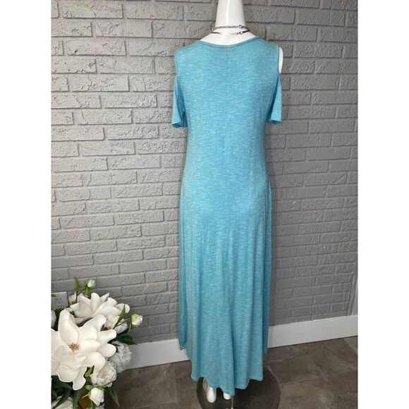 Soft Surroundings Women Light Blue Cold Shoulder Maxi Dress Size XS - Picture 4 of 7